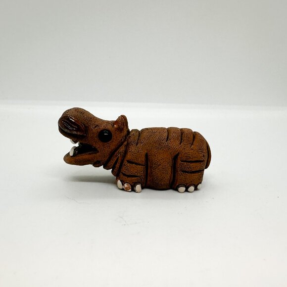 Vintage Clay Pottery House Hippo Cute Mini Handmade - Picture 4 of 7